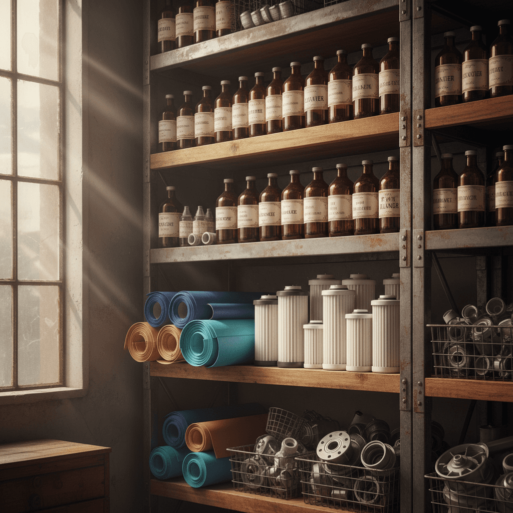 Swimming pool supplies and accessories inventory