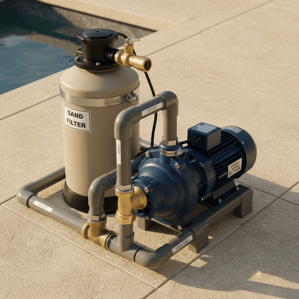 New pool pump and filter system installation